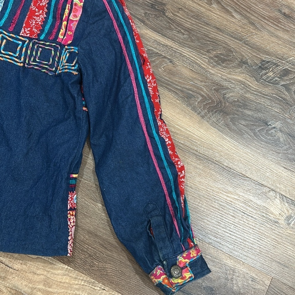 Madison Studio embroidered jacket 100% Cotton button up multicolor look size S - Picture 13 of 16